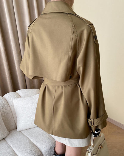 ダブルボタンベルトトレンチコート