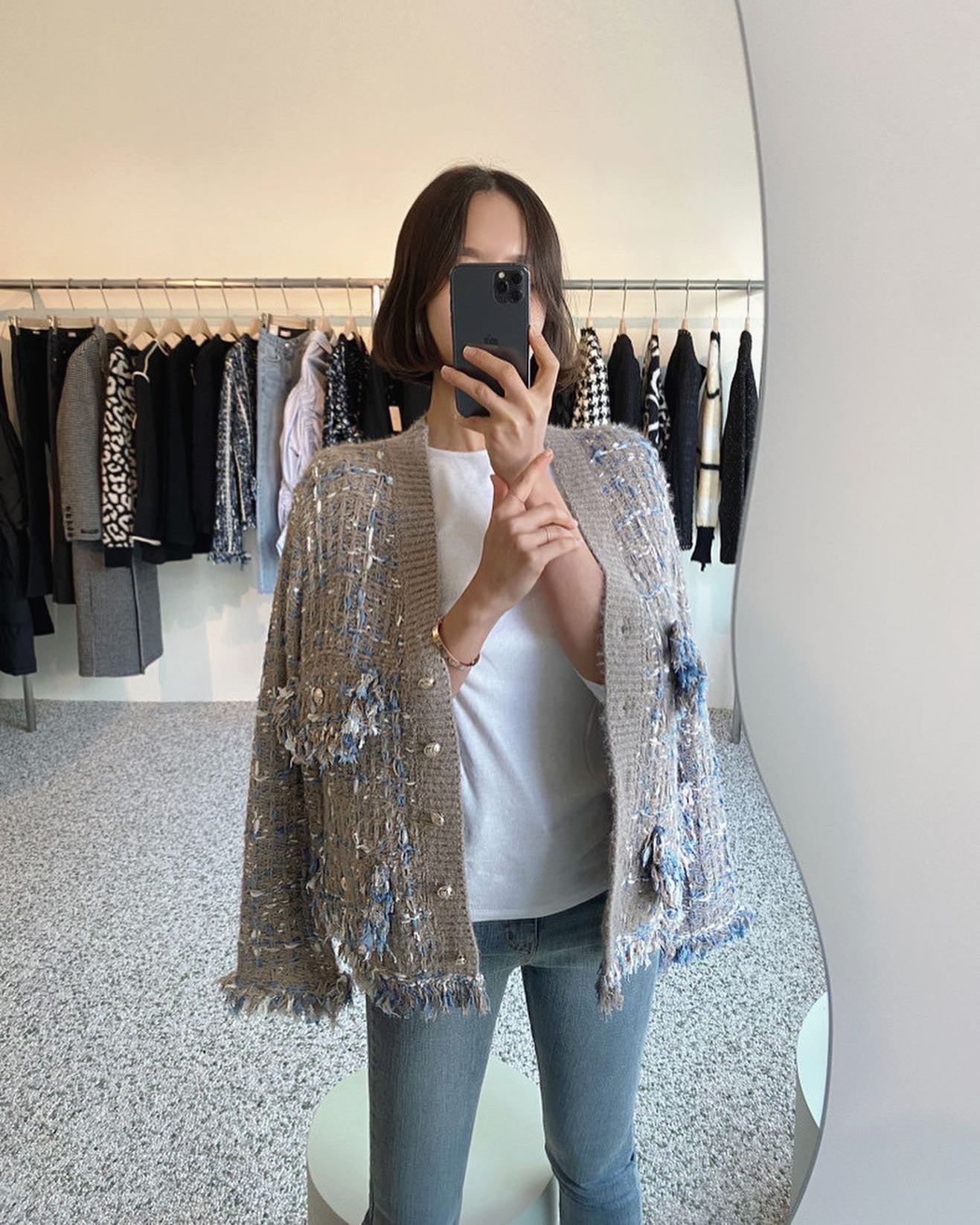 Vintage V-neck Multicolor Knit Cardigan