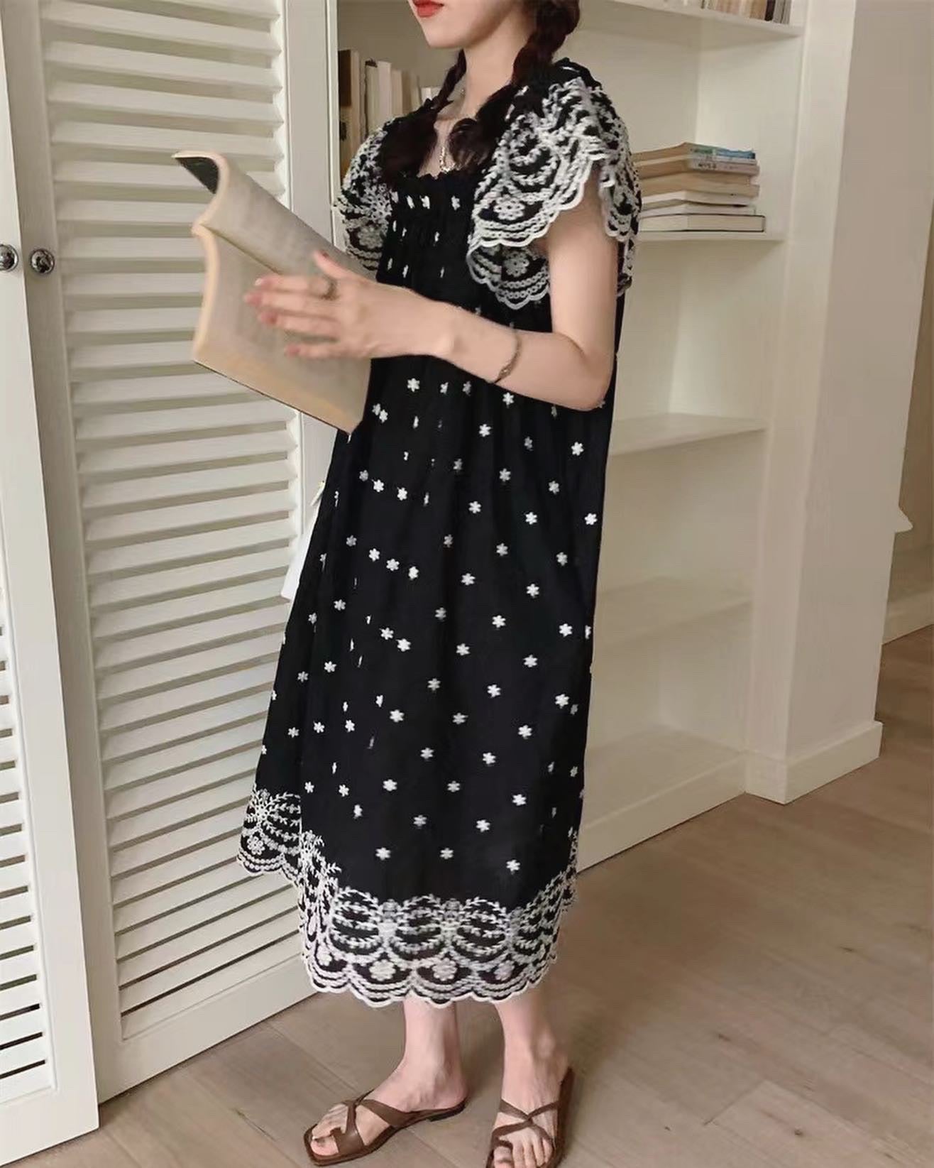 Vintage Embroidered Floral Dress