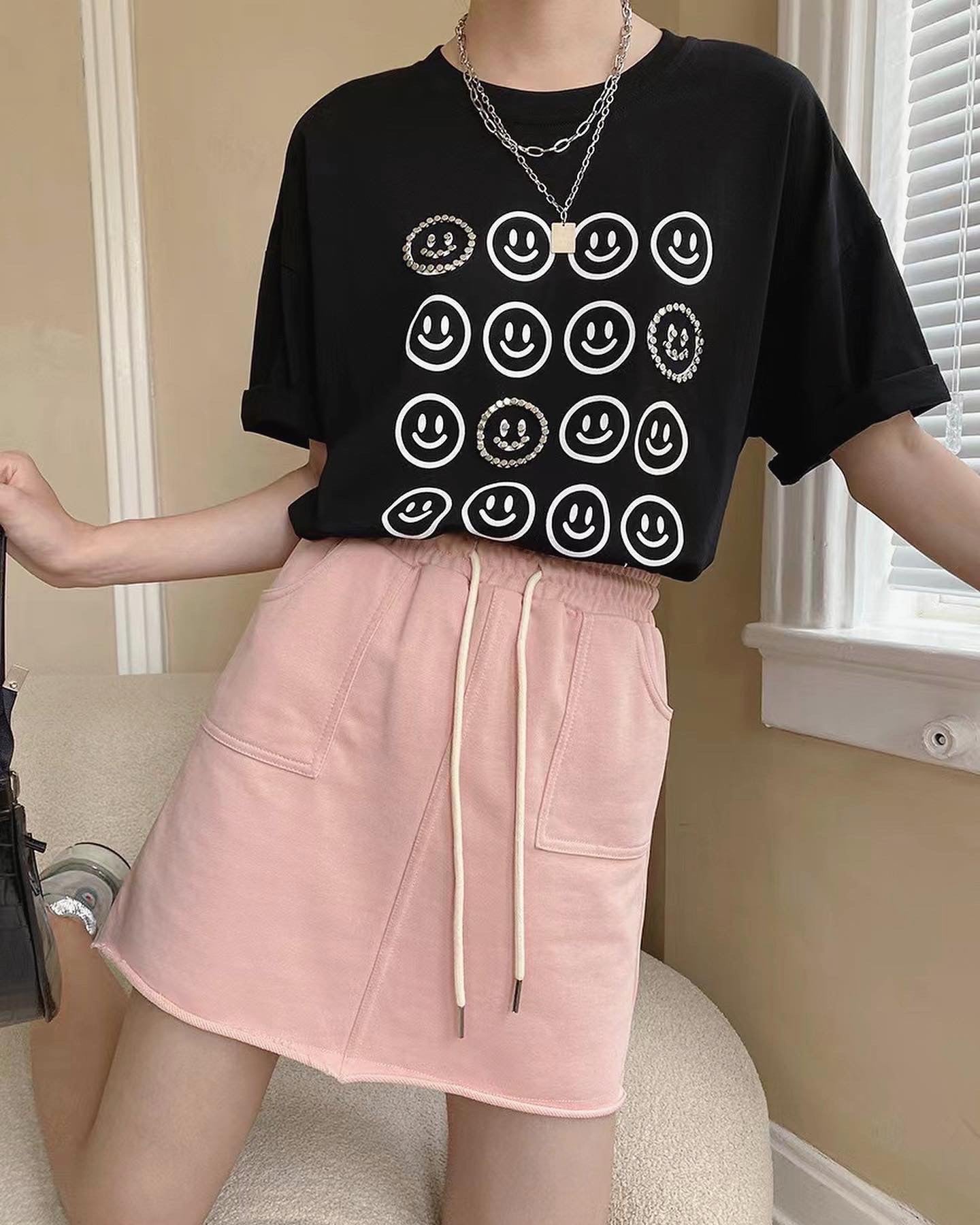 Beaded Smiley Face T-Shirt