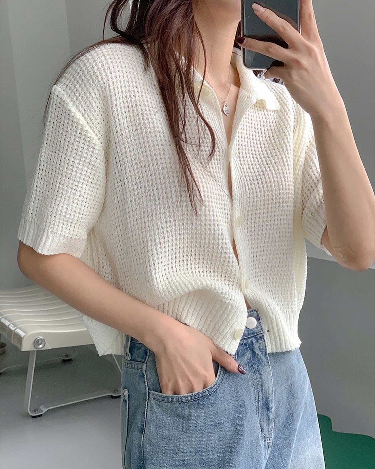 翻領針織開樓top