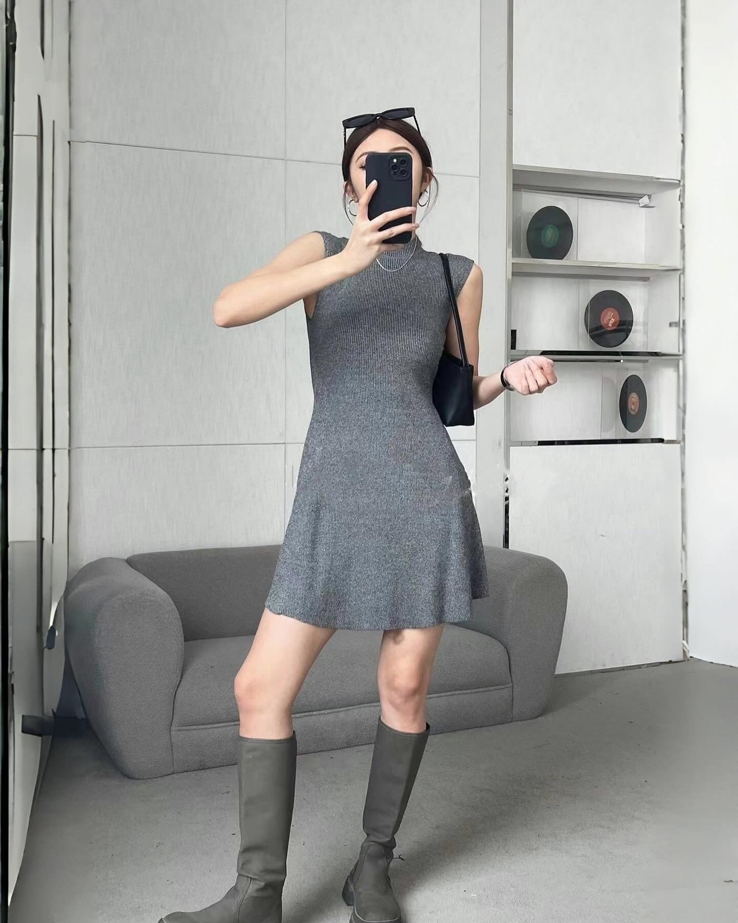 ニットベスト付きワンピース