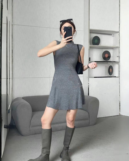 ニットベスト付きワンピース