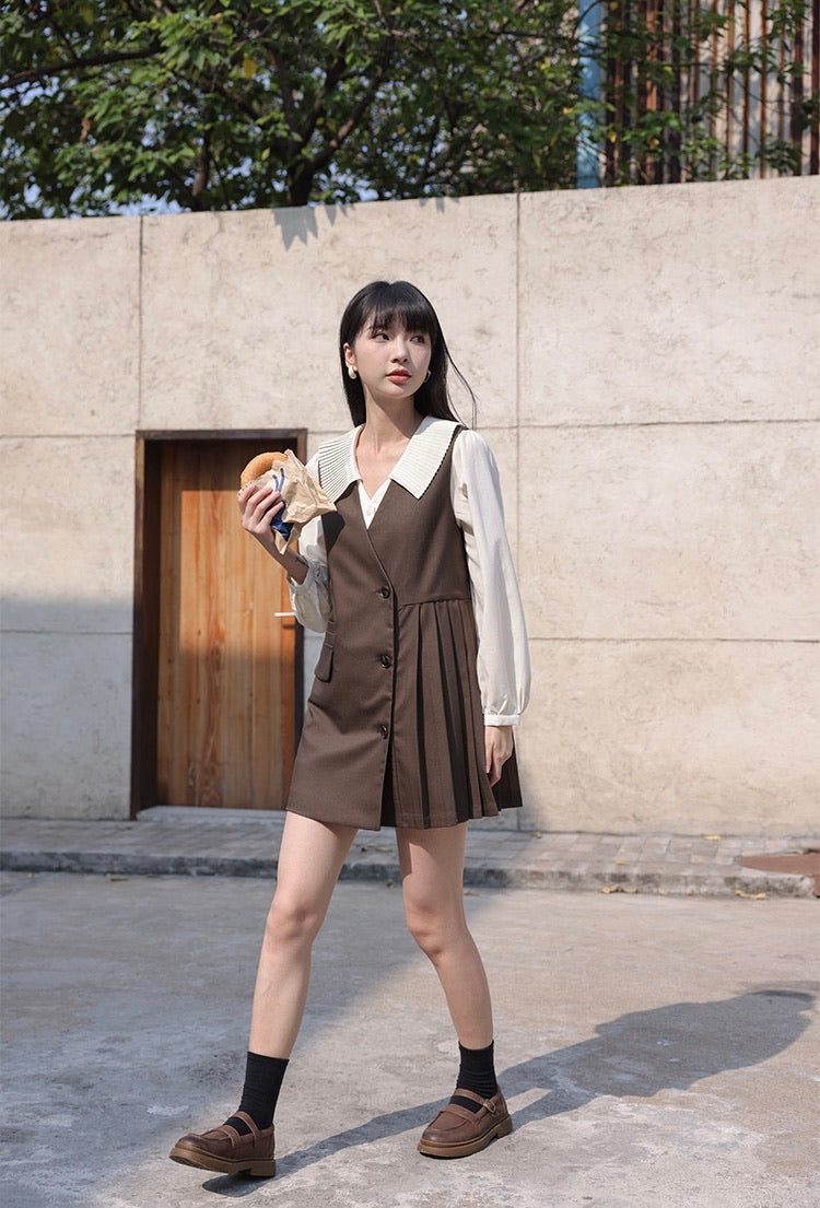 風琴領恤衫套裝裙