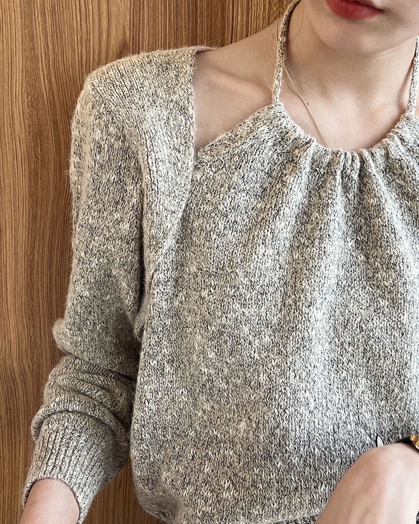 ハイネックフェイクレイヤードニットトップ