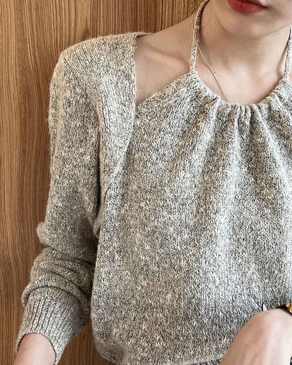 ハイネックフェイクレイヤードニットトップ