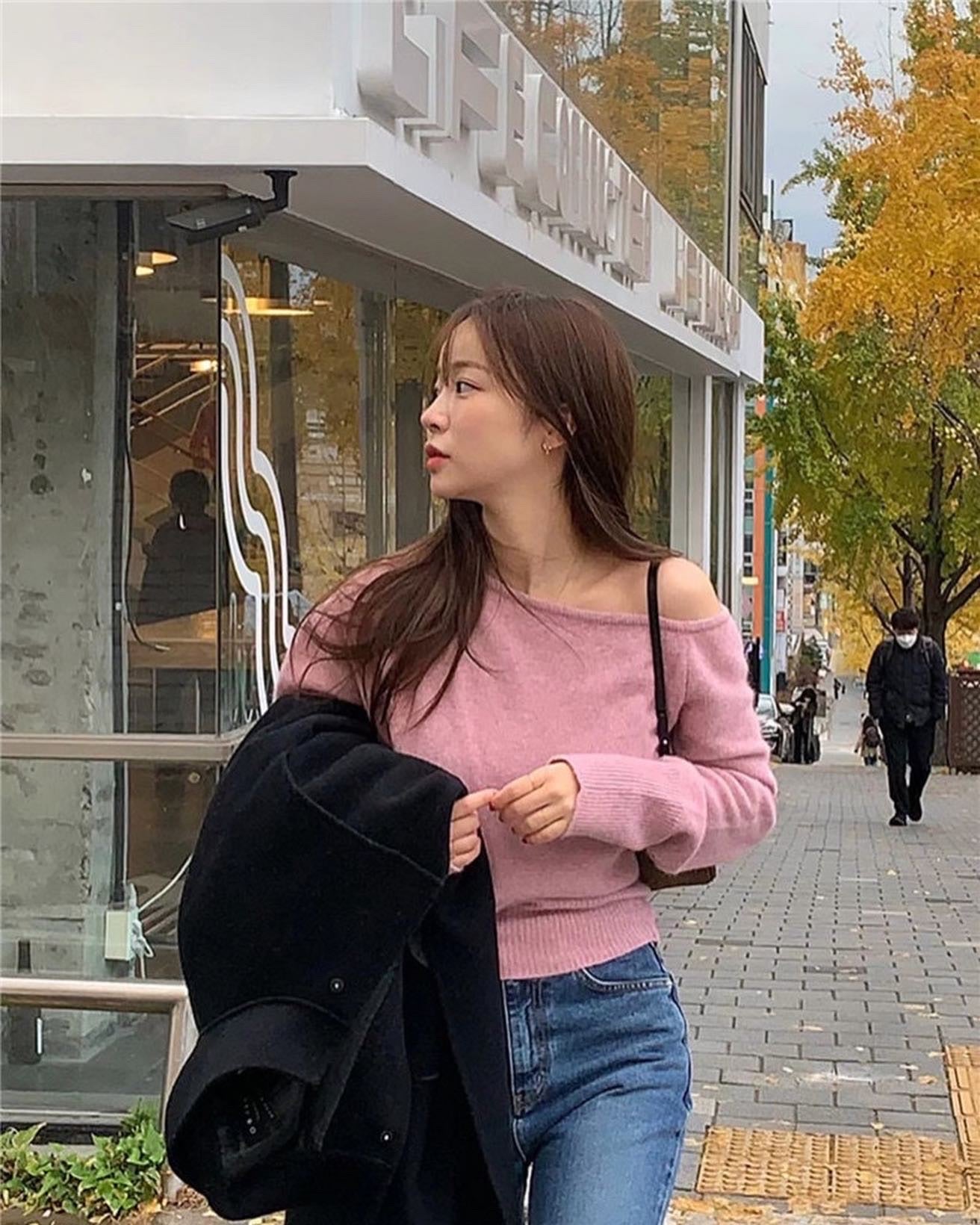 off shoulder針織冷杉top