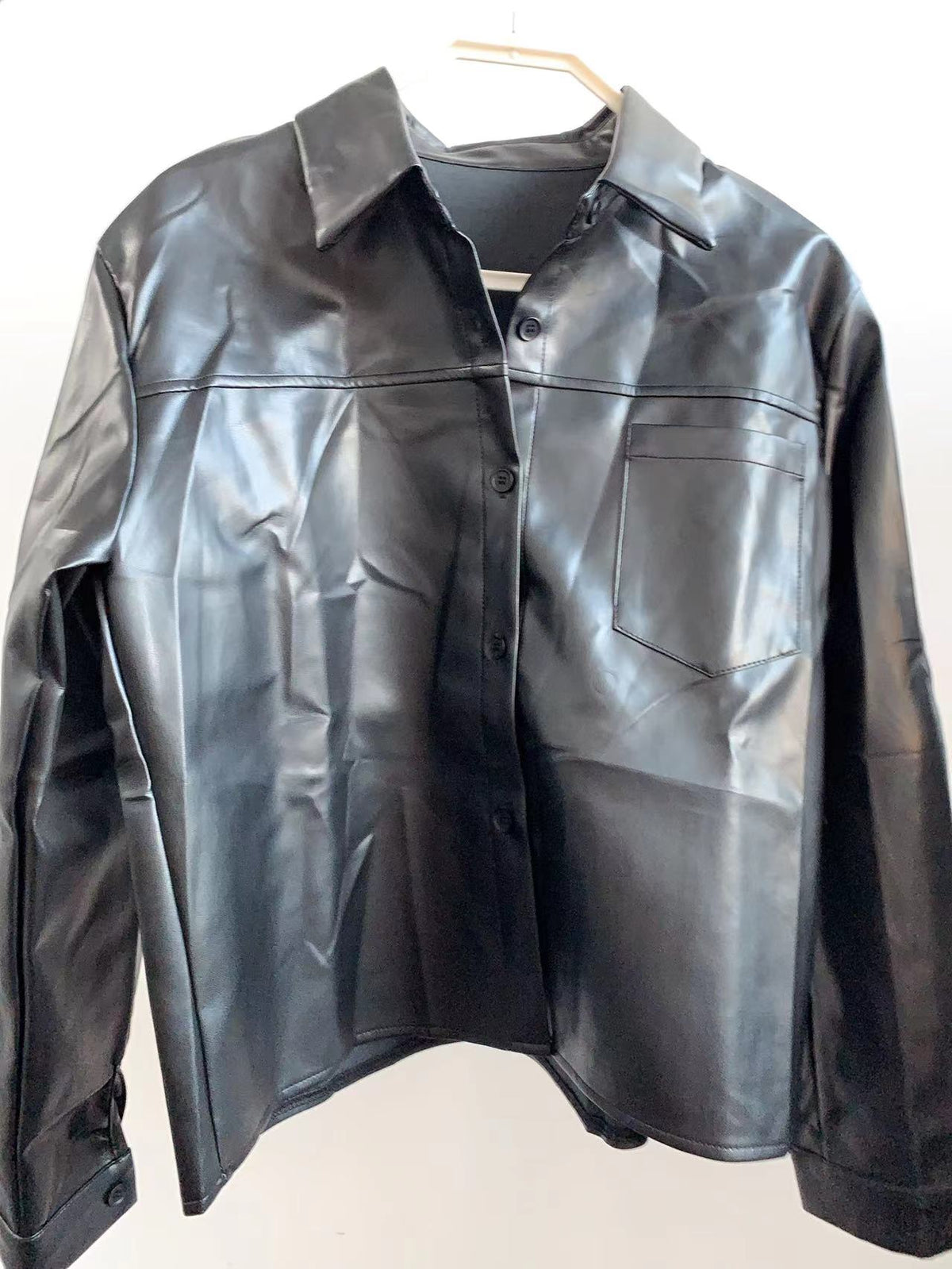 Lightweight Lapel PU Leather Jacket
