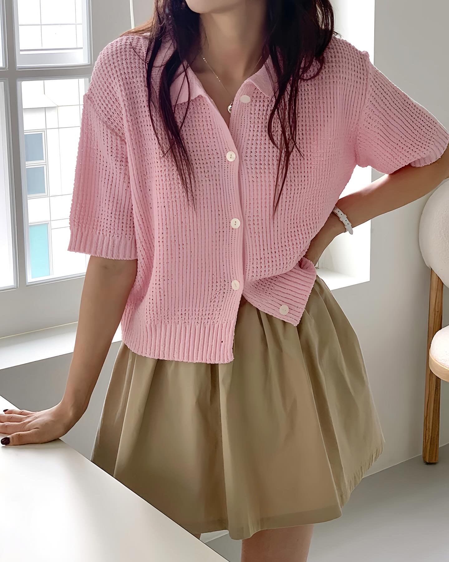 翻領針織開樓top