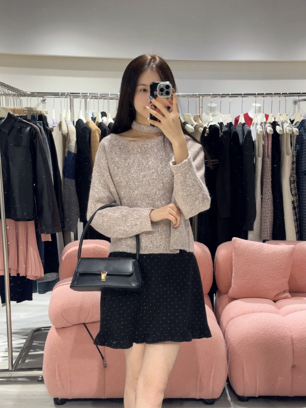 氣質斜領掛脖韓系上衣