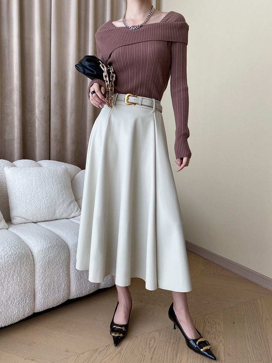 フレンチオフショルダーニットトップス