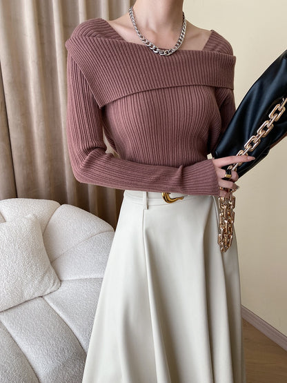 フレンチオフショルダーニットトップス