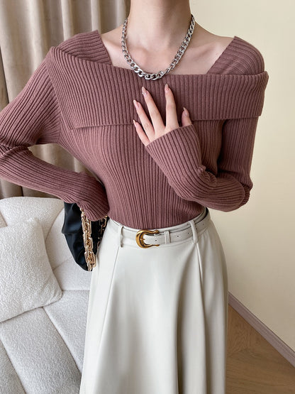 フレンチオフショルダーニットトップス