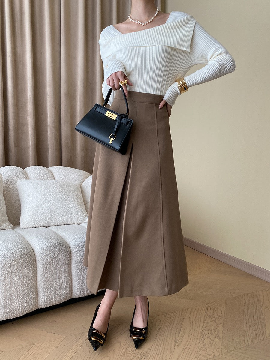 フレンチオフショルダーニットトップス