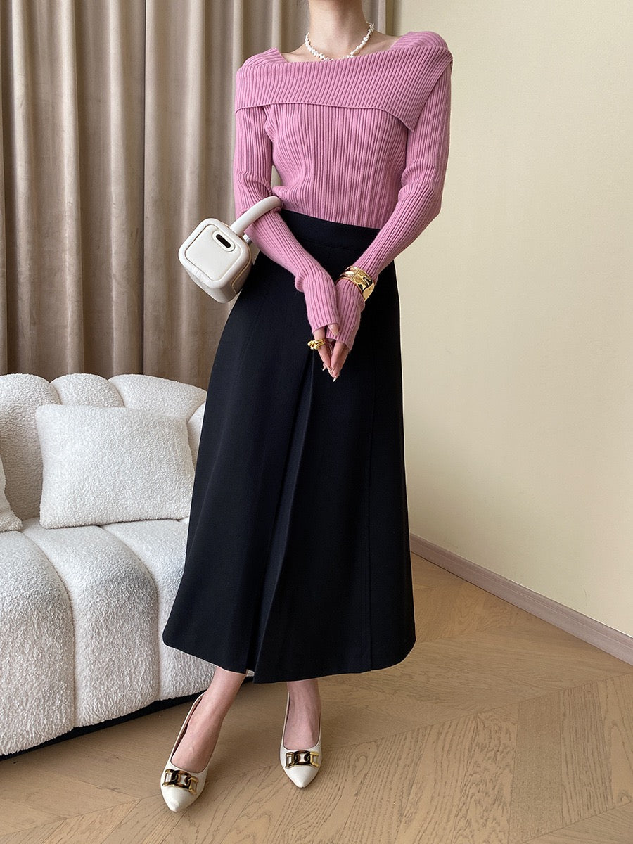 フレンチオフショルダーニットトップス