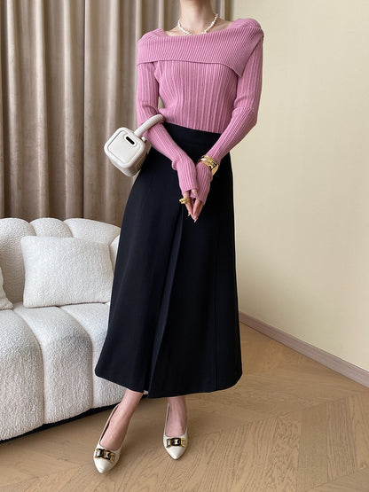 フレンチオフショルダーニットトップス