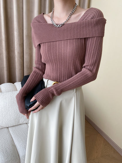 フレンチオフショルダーニットトップス