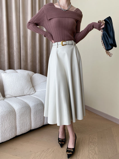 フレンチオフショルダーニットトップス