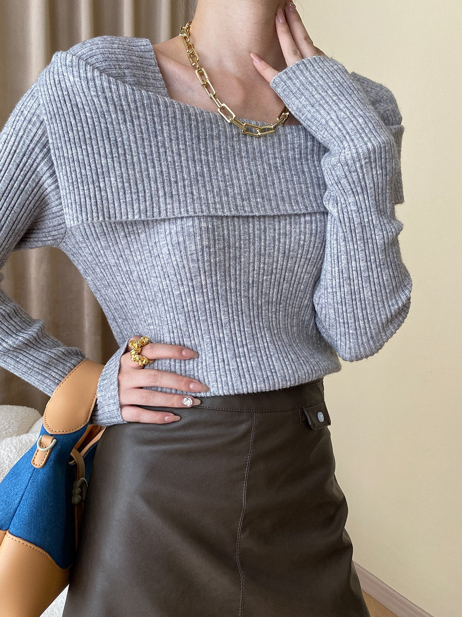 フレンチオフショルダーニットトップス