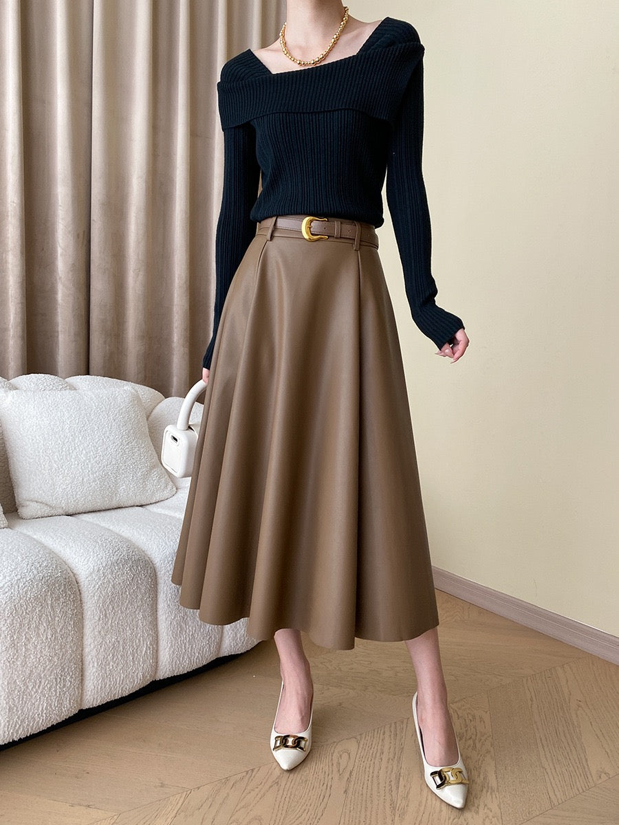 フレンチオフショルダーニットトップス