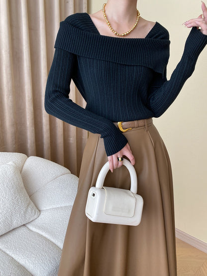 フレンチオフショルダーニットトップス