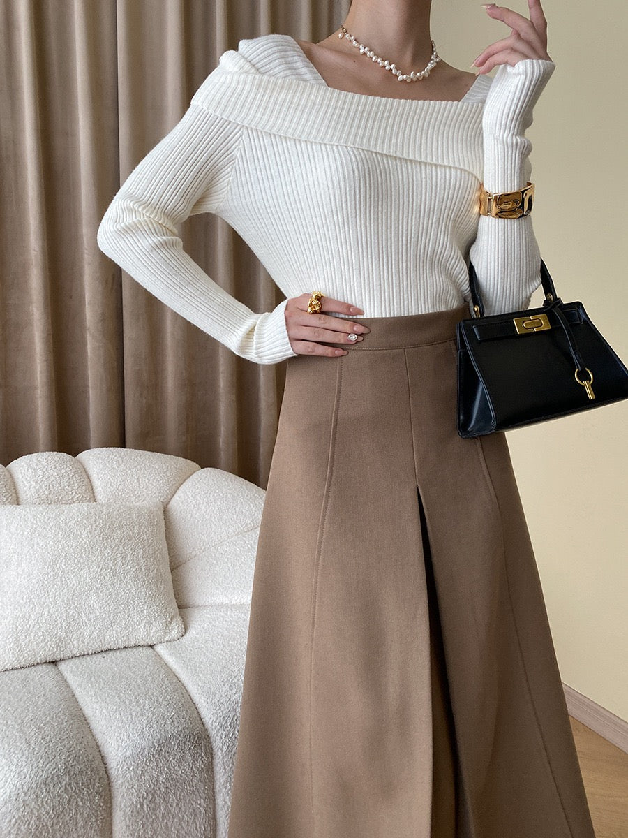 フレンチオフショルダーニットトップス