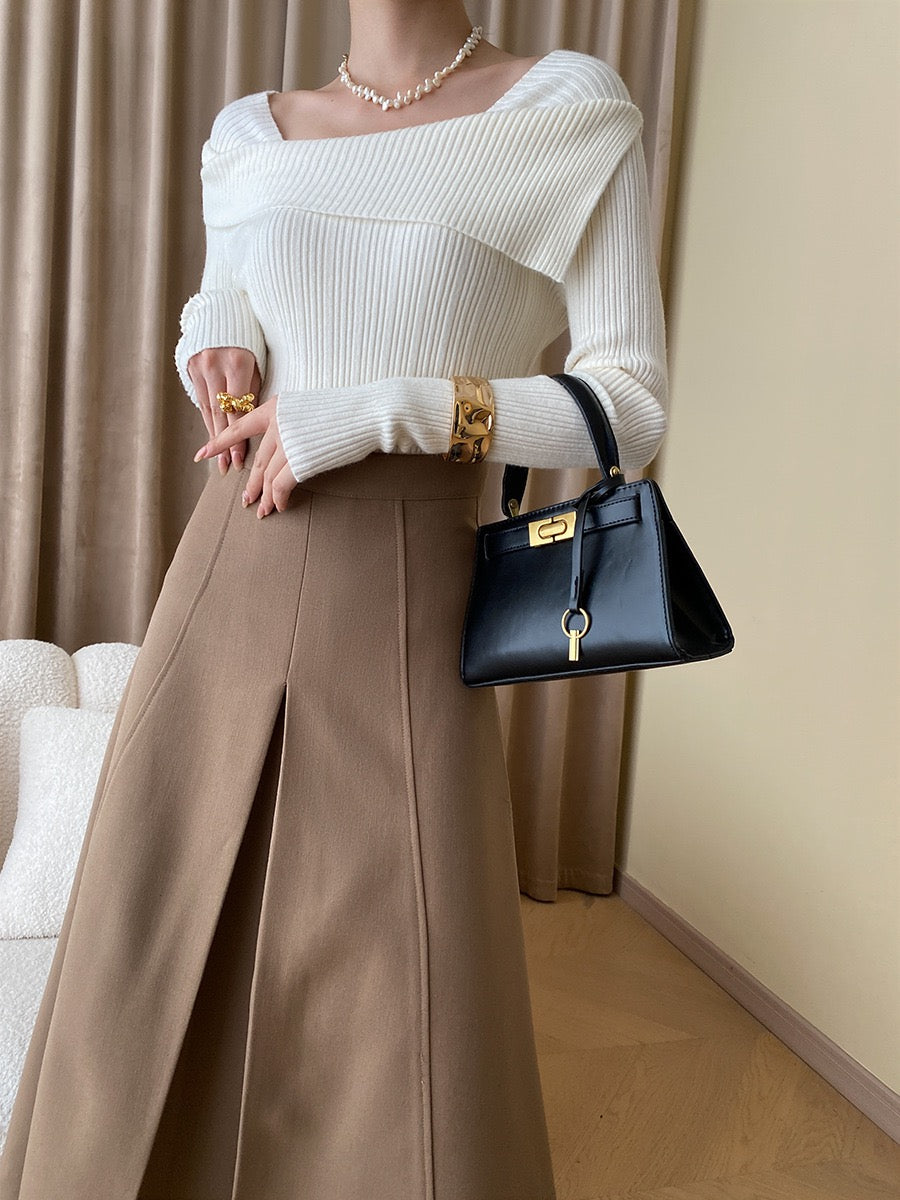 フレンチオフショルダーニットトップス