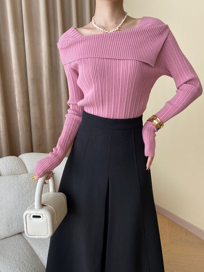 フレンチオフショルダーニットトップス