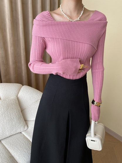 フレンチオフショルダーニットトップス