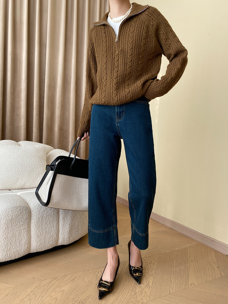 タバコパンツ九分丈ジーンズ