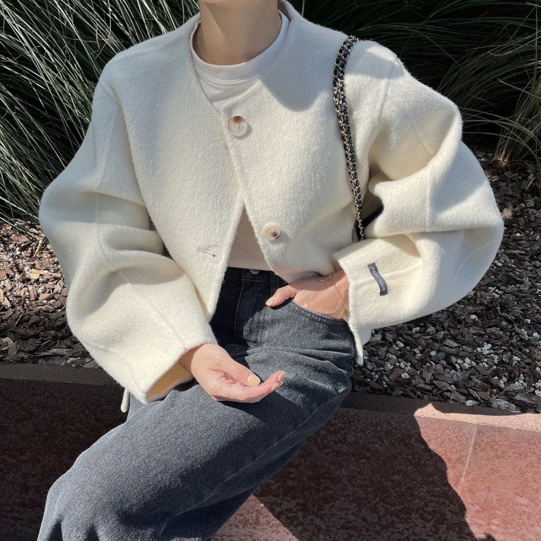 クルーネックダブルフリースジャケット