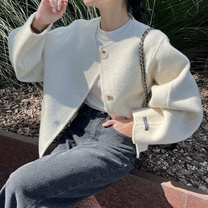 クルーネックダブルフリースジャケット