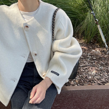 クルーネックダブルフリースジャケット