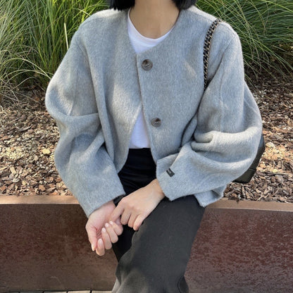 クルーネックダブルフリースジャケット