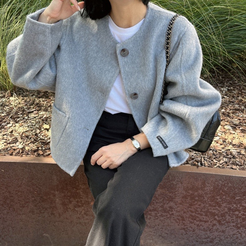 クルーネックダブルフリースジャケット