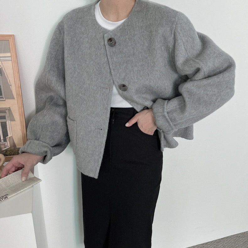 クルーネックダブルフリースジャケット