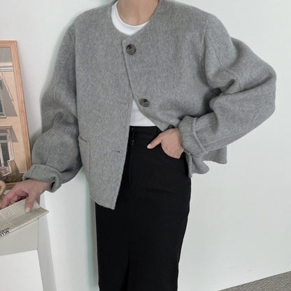 クルーネックダブルフリースジャケット