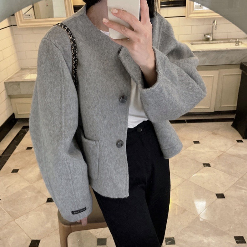 クルーネックダブルフリースジャケット