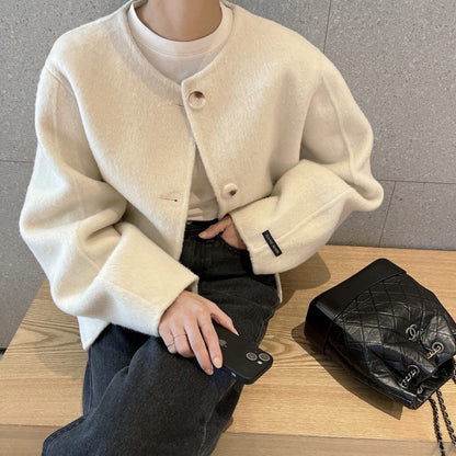 クルーネックダブルフリースジャケット