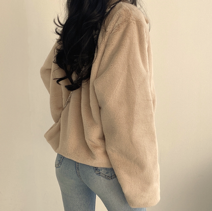 毛毛立領短款外套