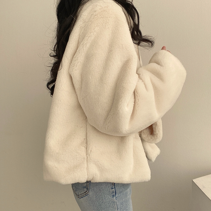 毛毛立領短款外套