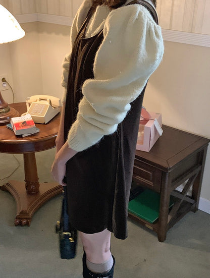 パール編みケーブル柄セーター