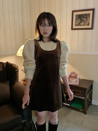 パール編みケーブル柄セーター