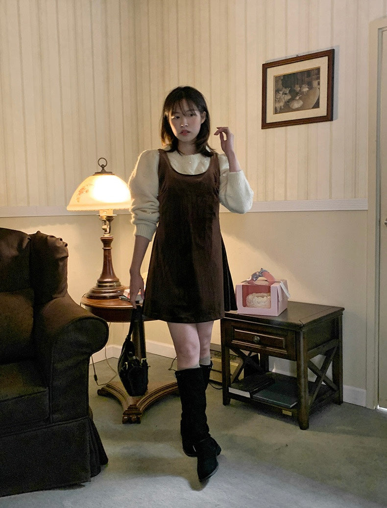 パール編みケーブル柄セーター