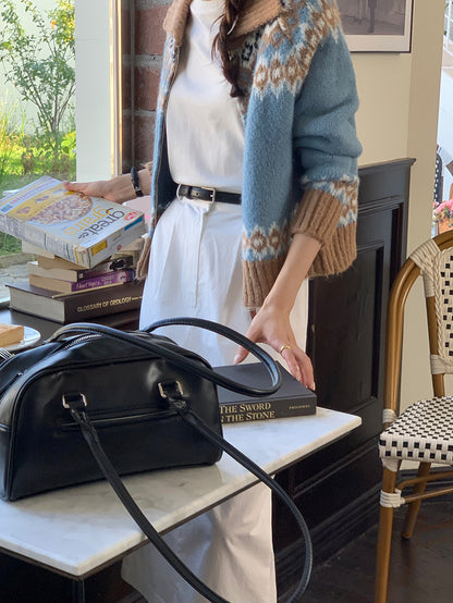 撞色印花針織外套