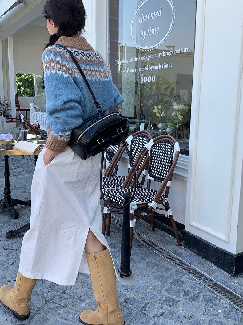 撞色印花針織外套