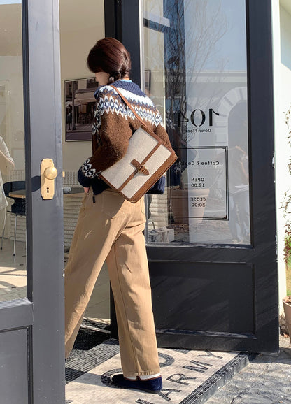 撞色印花針織外套