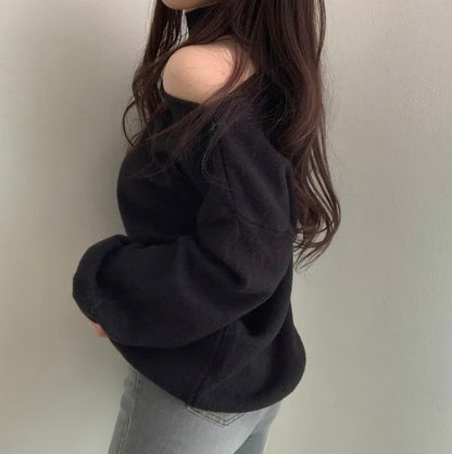 ハイネックオープンショルダーニットチュニック