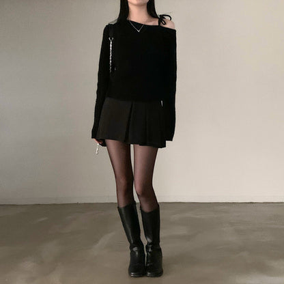 ワンショルダーリボンセーター