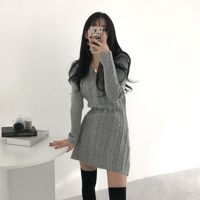 ケーブル柄ニットスカート